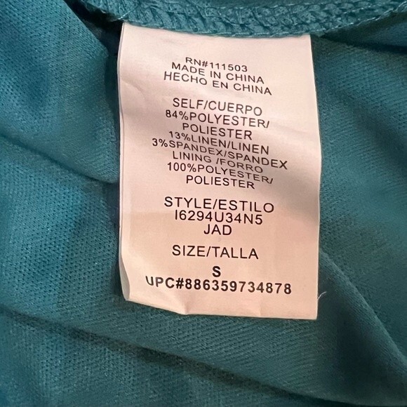 Lily Rose shadow striped teal green belted dress size small - Picture 8 of 8